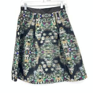 Nicole Miller Artelier A-Line Skirt Size 4 Abstract Multicolor Blurred Mosaic